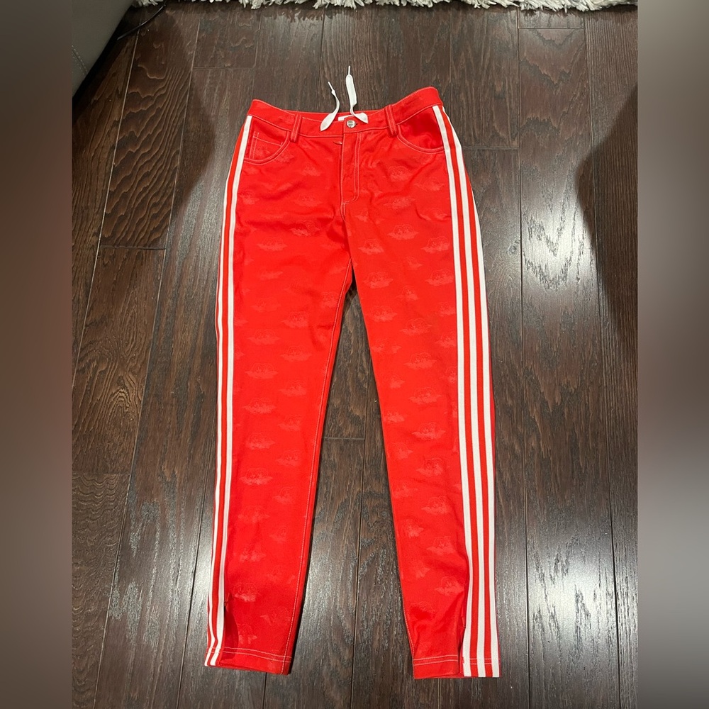 Women’s Red Side-Stripe Jogger Pants with Drawstring Waist